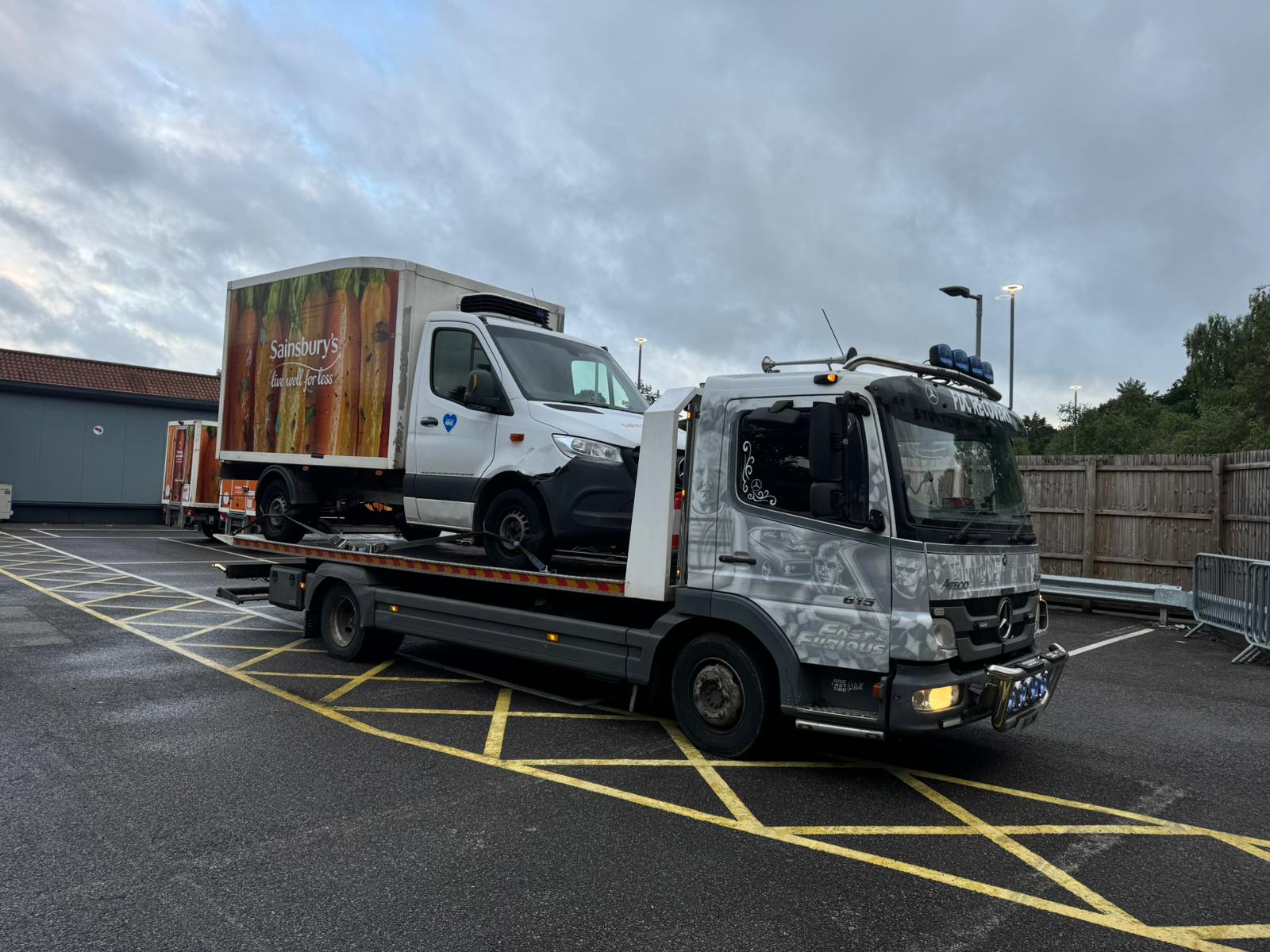 Recovery truck on the road