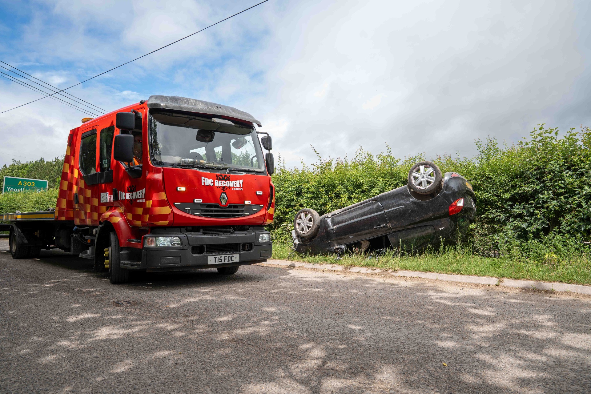 Recovery truck on the road
