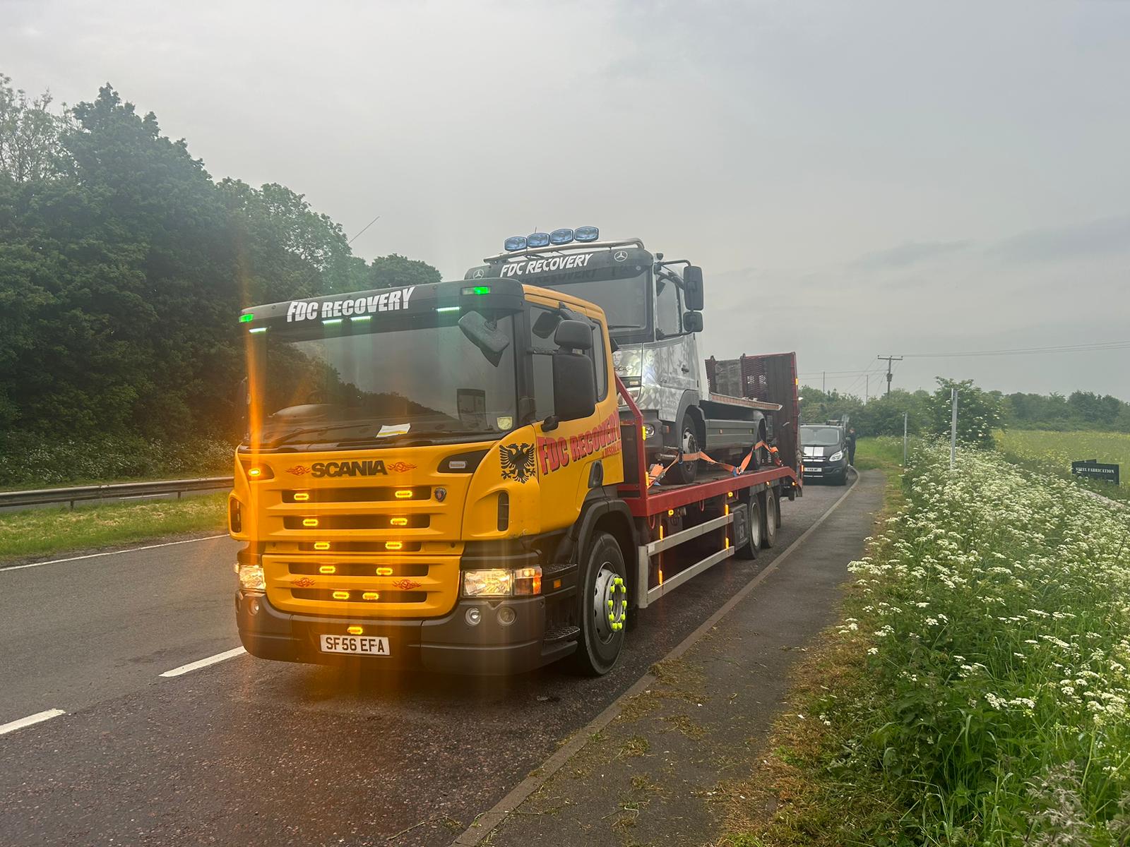 Recovery truck on the road